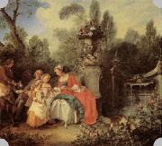 LANCRET, Nicolas Lady and Gentleman with two Girls and a Servant oil painting artist